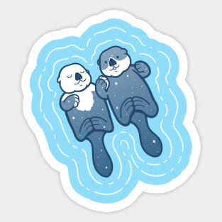 Sea Otters Holding Hands Sticker